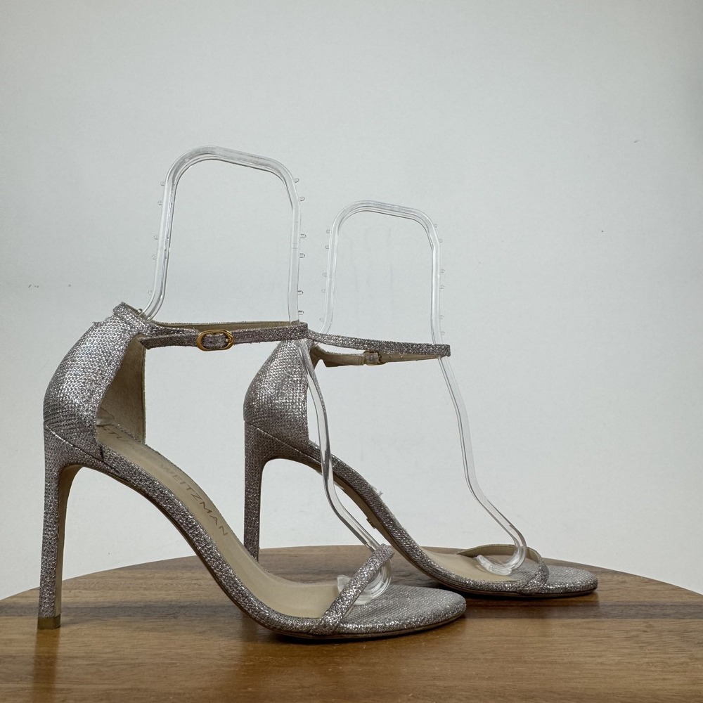 Womens Stuart Weitzman Nudistsong Shimmer Purple High Heeled Sandals Size 10 B
